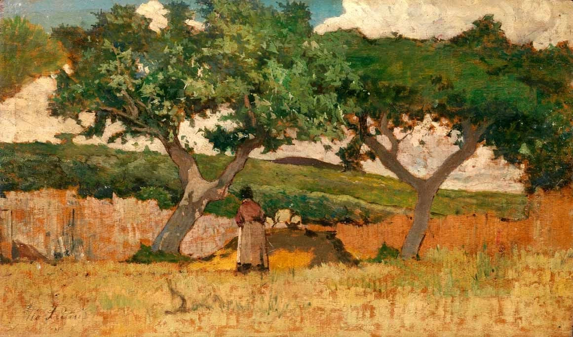 Contadina sotto un albero